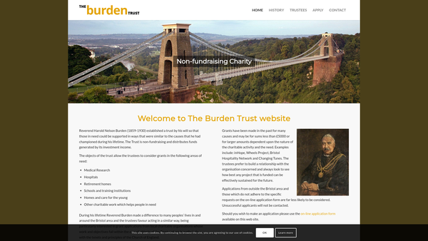 Screenshot of the The Burden Trust website