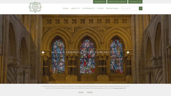 Screenshot of the Friends Of Essex Churches Trust website