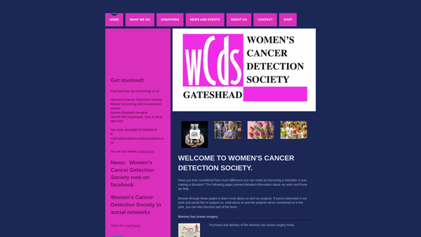 Screenshot of the Women's Cancer Detection Society website