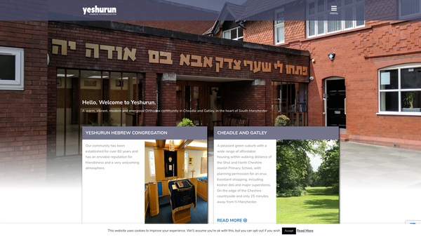 Screenshot of the Yeshurun Hebrew Congregation website