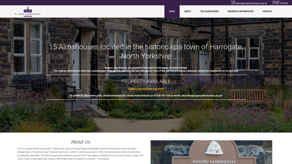 Screenshot of the Rogers' Almshouses website