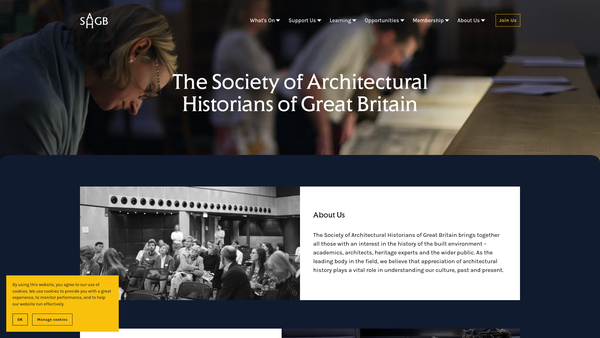 Screenshot of the The Society Of Architectural Historians Of Great Britain website