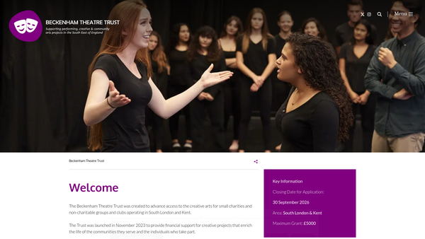 Screenshot of the Beckenham Theatre Trust website