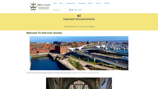 Screenshot of the The Kingston Upon Hull Civic Society website