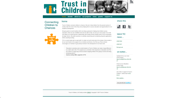 Screenshot of the Trust In Children website