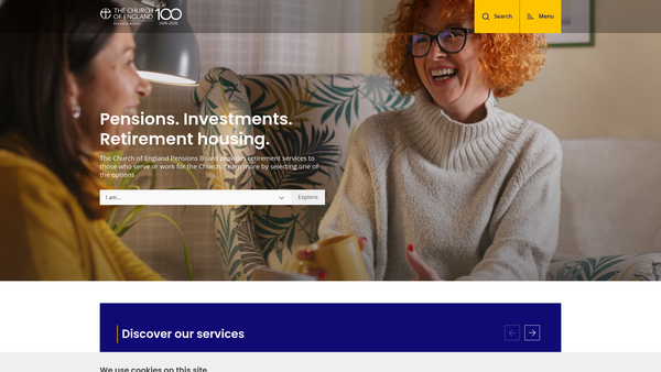 Screenshot of the The Church Of England Pensions Board website
