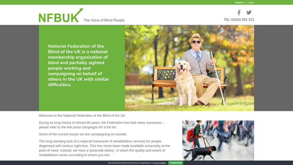 Screenshot of the National Federation Of The Blind Of The United Kingdom website