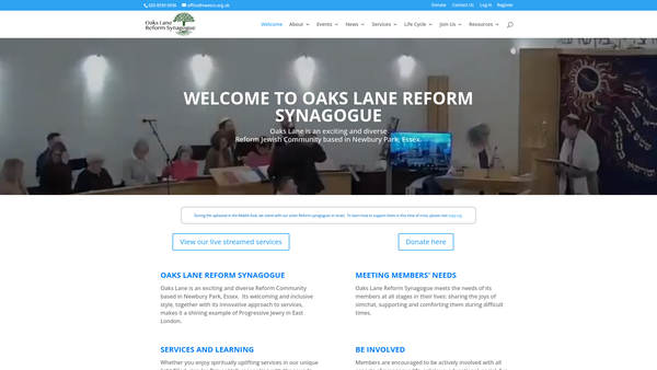 Screenshot of the South West Essex & Settlement Reform Synagogue website