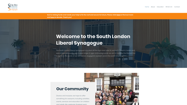 Screenshot of the South London Liberal Synagogue website