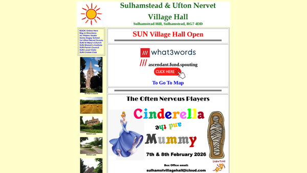 Screenshot of the Sulhamstead And Ufton Village Hall website