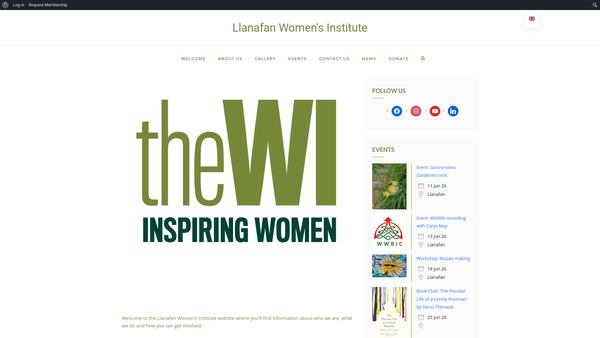 Screenshot of the Llanafan Women's Institute website