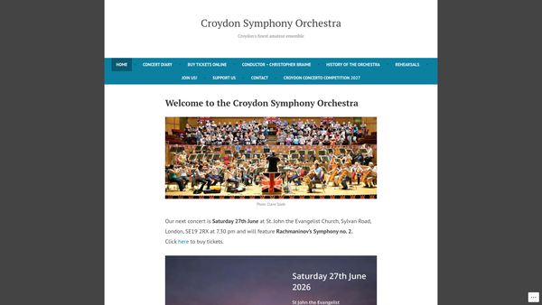 Screenshot of the Croydon Symphony Orchestra website