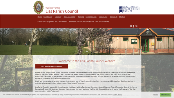 Screenshot of the Parish Allotments website