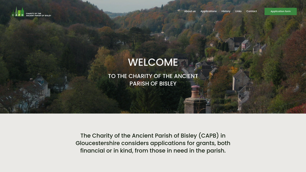 Screenshot of the The Charity Of The Ancient Parish Of Bisley website