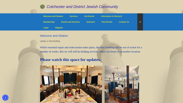 Screenshot of the Colchester And District Jewish Community website