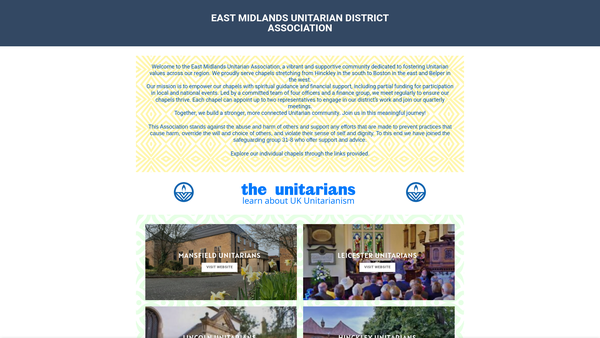 Screenshot of the East Midland Unitarians website