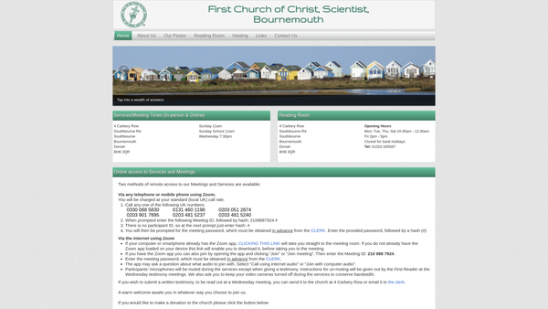 Screenshot of the First Church Of Christ, Scientist, Bournemouth website