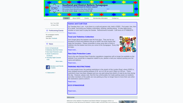Screenshot of the Southend And District Reform Synagogue website
