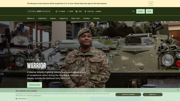 Screenshot of the The National Army Museum website