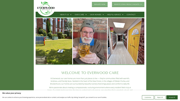 Screenshot of the The Wilverley Association, Trading as Everwood Care Charity website