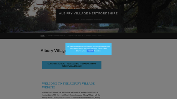 Screenshot of the Village Hall (Albury) website