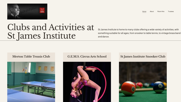 Screenshot of the St James' Institute website