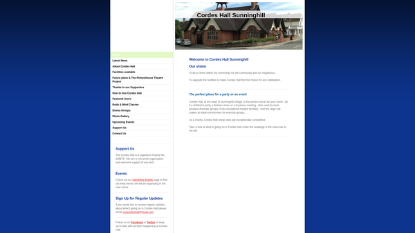 Screenshot of the Public Hall (The Cordes Hall) website