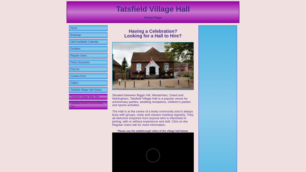 Screenshot of the Tatsfield Village Hall website