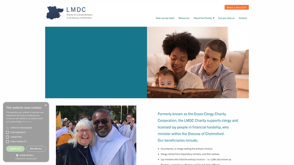 Screenshot of the The Charity For Licensed Ministers In The Diocese Of Chelmsford website