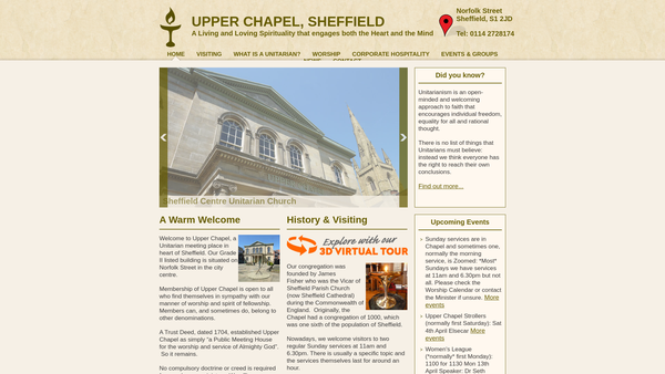 Screenshot of the Trust Property Held In Connection With Upper Chapel website