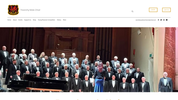 Screenshot of the Treorchy Male Choir website