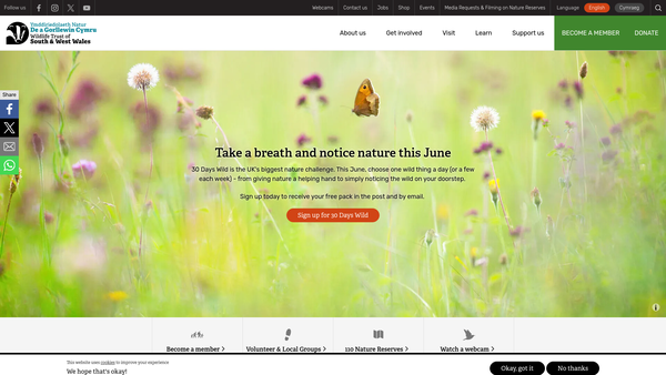 Screenshot of the The Brecknock Wildlife Trust Limited website