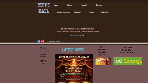Screenshot of the The Tiddy Hall website
