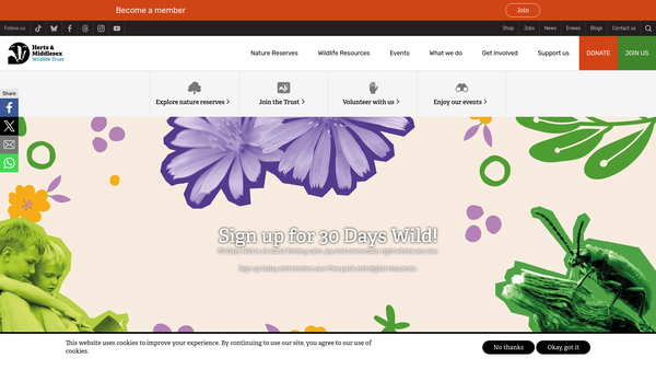 Screenshot of the The Hertfordshire And Middlesex Wildlife Trust Limited website