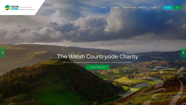 Screenshot of the Campaign For The Protection Of Rural Wales (Cprw), Ymgyrch Diogelu Cymru Wledig (Ydcw) website