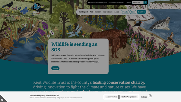Screenshot of the Kent Wildlife Trust website