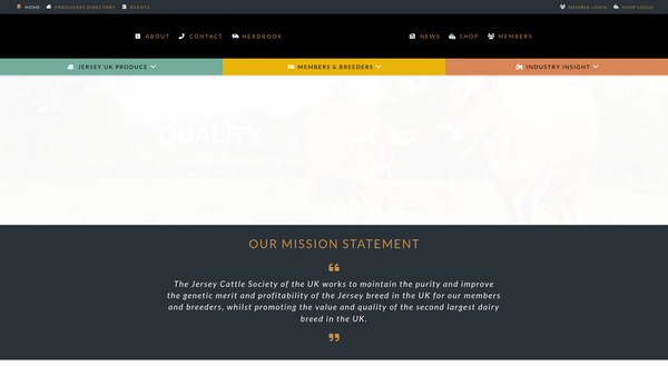 Screenshot of the North-East Of England Jersey Cattle Club website