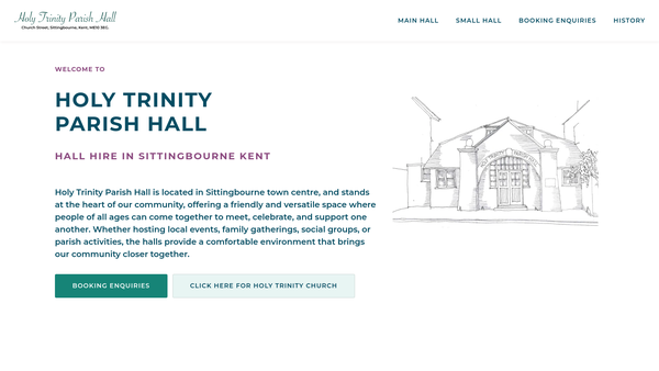 Screenshot of the Parish Hall website