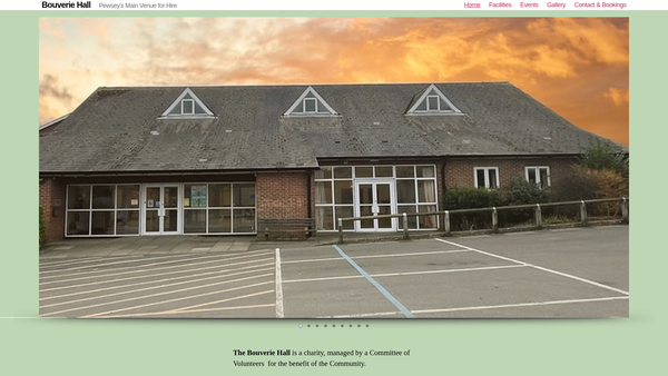 Screenshot of the Bouverie Hall website