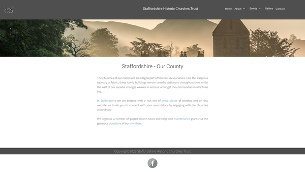 Screenshot of the Staffordshire Historic Churches Trust website