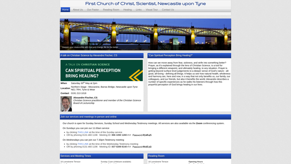 Screenshot of the First Church Of Christ Scientist Newcastle-Upon-Tyne website