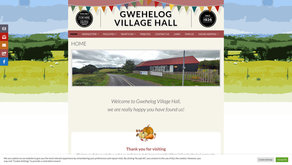 Screenshot of the The Gwehelog Public Hall website