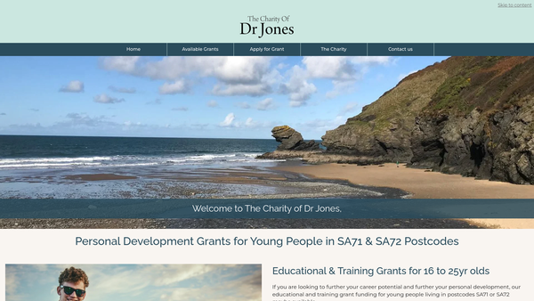 Screenshot of the The Charity Of Dr Jones website