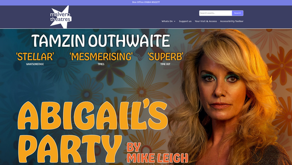 Screenshot of the Malvern Theatres Trust Limited website