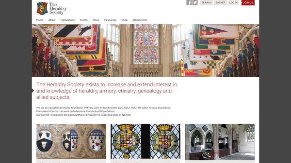 Screenshot of the The Heraldry Society website
