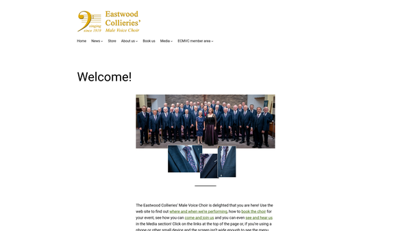 Screenshot of the Eastwood Collieries Male Voice Choir website