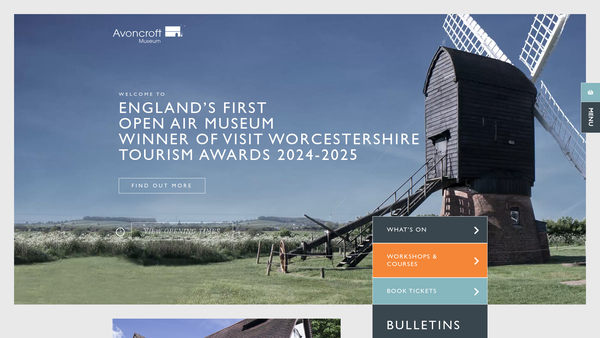 Screenshot of the Avoncroft Museum Of Historic Buildings website