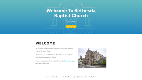 Screenshot of the Bethesda Baptist Church, Haverfordwest-The Manse website
