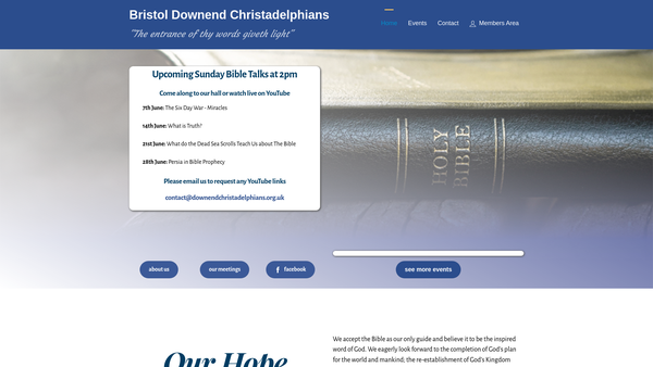 Screenshot of the Bristol (Downend) Christadelphian Ecclesia - Trust Property Held In Connection With website