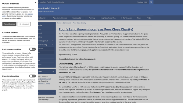 Screenshot of the Poor's Land website